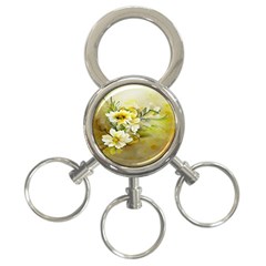 Watercolor Yellow And-white Flower Background 3-ring Key Chain