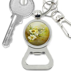 Watercolor Yellow And-white Flower Background Bottle Opener Key Chain