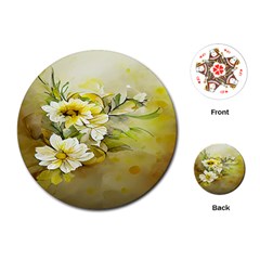 Watercolor Yellow And-white Flower Background Playing Cards Single Design (Round)