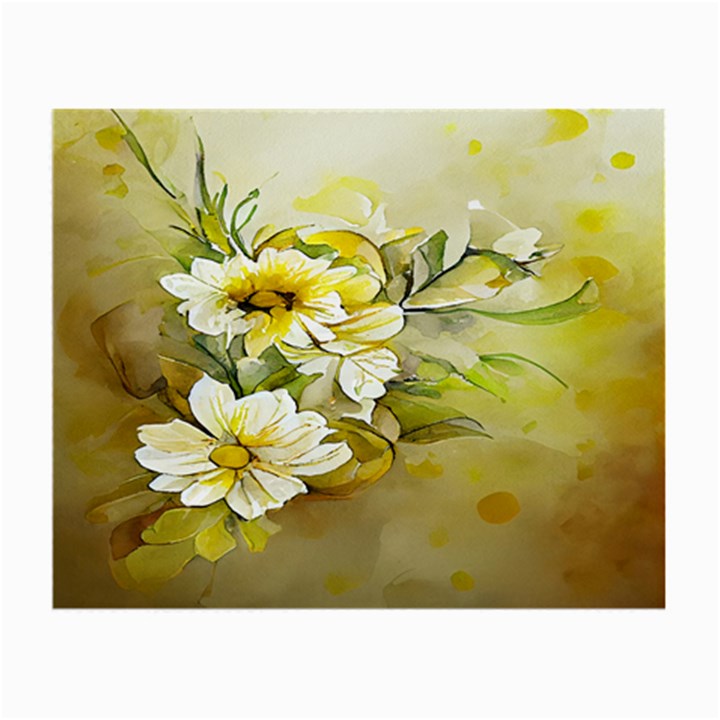 Watercolor Yellow And-white Flower Background Small Glasses Cloth