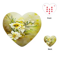 Watercolor Yellow And-white Flower Background Playing Cards Single Design (heart) by artworkshop