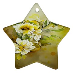 Watercolor Yellow And-white Flower Background Star Ornament (two Sides) by artworkshop