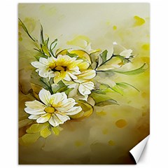 Watercolor Yellow And-white Flower Background Canvas 11  x 14 