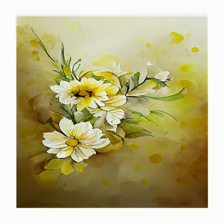 Watercolor Yellow And-white Flower Background Medium Glasses Cloth (2 Sides)