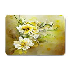 Watercolor Yellow And-white Flower Background Small Doormat by artworkshop