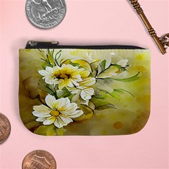 Watercolor Yellow And-white Flower Background Mini Coin Purse