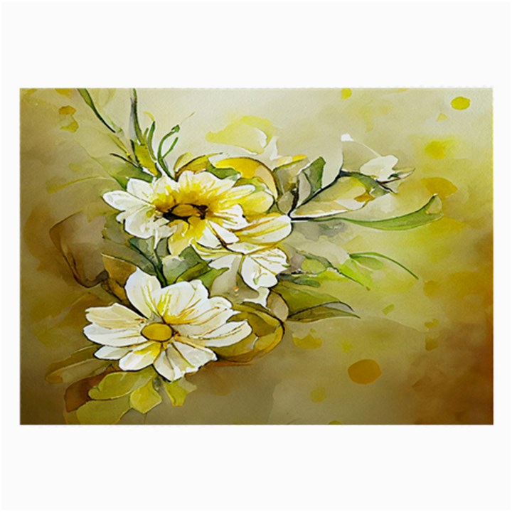 Watercolor Yellow And-white Flower Background Large Glasses Cloth (2 Sides)