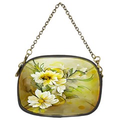 Watercolor Yellow And-white Flower Background Chain Purse (two Sides)