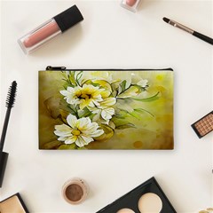 Watercolor Yellow And-white Flower Background Cosmetic Bag (small) by artworkshop