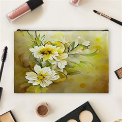 Watercolor Yellow And-white Flower Background Cosmetic Bag (large) by artworkshop