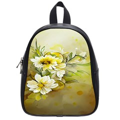 Watercolor Yellow And-white Flower Background School Bag (small) by artworkshop