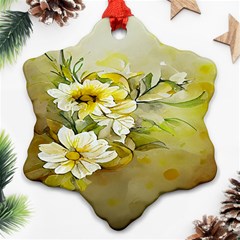 Watercolor Yellow And-white Flower Background Ornament (snowflake) by artworkshop