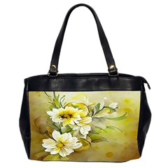 Watercolor Yellow And-white Flower Background Oversize Office Handbag (2 Sides) by artworkshop