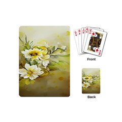 Watercolor Yellow And-white Flower Background Playing Cards Single Design (mini) by artworkshop