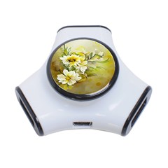 Watercolor Yellow And-white Flower Background 3-port Usb Hub by artworkshop