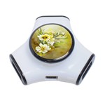 Watercolor Yellow And-white Flower Background 3-Port USB Hub Front