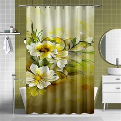 Watercolor Yellow And-white Flower Background Shower Curtain 48  X 72  (small)  by artworkshop