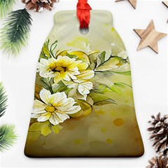 Watercolor Yellow And-white Flower Background Ornament (bell) by artworkshop