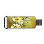 Watercolor Yellow And-white Flower Background Portable USB Flash (Two Sides) Back