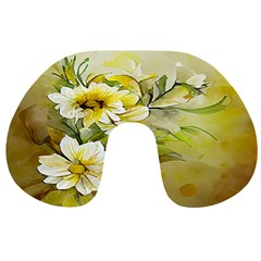 Watercolor Yellow And-white Flower Background Travel Neck Pillow