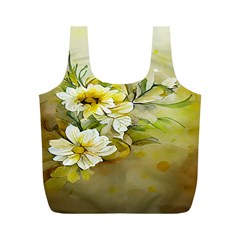 Watercolor Yellow And-white Flower Background Full Print Recycle Bag (M)