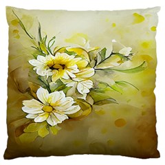 Watercolor Yellow And-white Flower Background Large Cushion Case (two Sides) by artworkshop