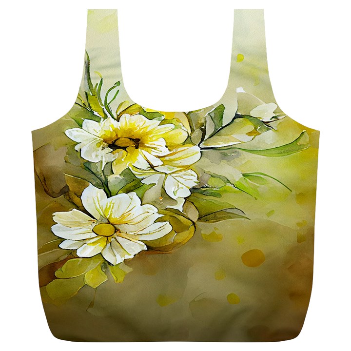 Watercolor Yellow And-white Flower Background Full Print Recycle Bag (XL)