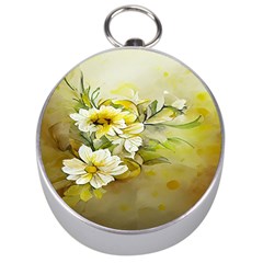 Watercolor Yellow And-white Flower Background Silver Compasses