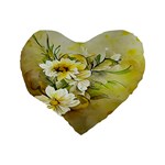 Watercolor Yellow And-white Flower Background Standard 16  Premium Heart Shape Cushions Back