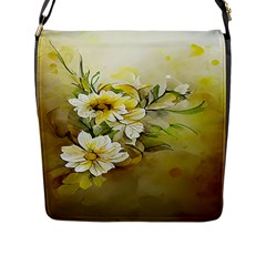 Watercolor Yellow And-white Flower Background Flap Closure Messenger Bag (l) by artworkshop