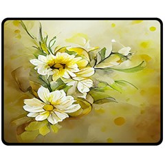 Watercolor Yellow And-white Flower Background Fleece Blanket (medium) by artworkshop