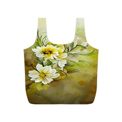 Watercolor Yellow And-white Flower Background Full Print Recycle Bag (s) by artworkshop