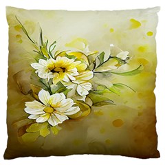 Watercolor Yellow And-white Flower Background Standard Premium Plush Fleece Cushion Case (One Side)