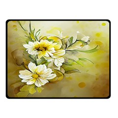 Watercolor Yellow And-white Flower Background Fleece Blanket (small) by artworkshop