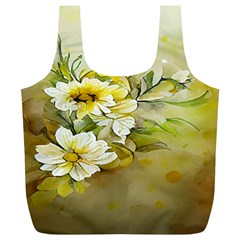 Watercolor Yellow And-white Flower Background Full Print Recycle Bag (xl) by artworkshop