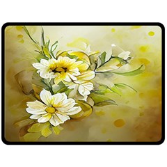 Watercolor Yellow And-white Flower Background Fleece Blanket (large) by artworkshop