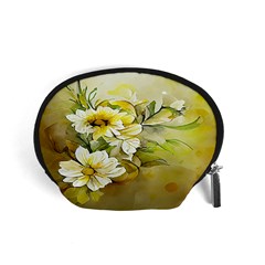 Watercolor Yellow And-white Flower Background Accessory Pouch (small) by artworkshop