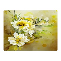 Watercolor Yellow And-white Flower Background Premium Plush Fleece Blanket (Mini)