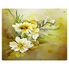 Watercolor Yellow And-white Flower Background Premium Plush Fleece Blanket (Medium)