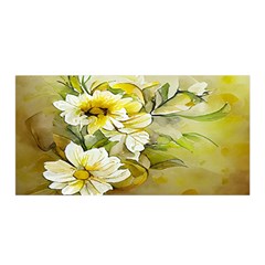 Watercolor Yellow And-white Flower Background Satin Wrap 35  x 70 