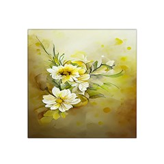 Watercolor Yellow And-white Flower Background Satin Bandana Scarf 22  X 22  by artworkshop