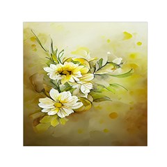 Watercolor Yellow And-white Flower Background Square Satin Scarf (30  X 30 ) by artworkshop