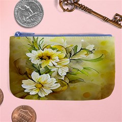 Watercolor Yellow And-white Flower Background Large Coin Purse by artworkshop