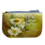 Watercolor Yellow And-white Flower Background Large Coin Purse Back