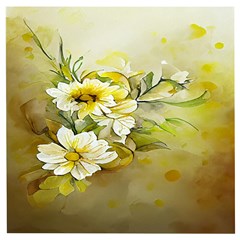 Watercolor Yellow And-white Flower Background Wooden Puzzle Square by artworkshop