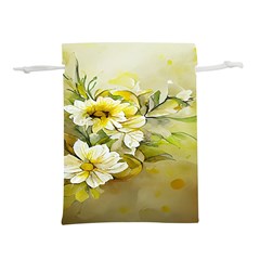 Watercolor Yellow And-white Flower Background Lightweight Drawstring Pouch (m) by artworkshop