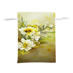 Watercolor Yellow And-white Flower Background Lightweight Drawstring Pouch (l) by artworkshop