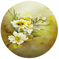 Watercolor Yellow And-white Flower Background Wooden Bottle Opener (round) by artworkshop