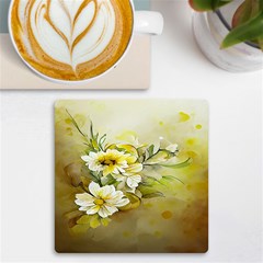 Watercolor Yellow And-white Flower Background UV Print Square Tile Coaster 