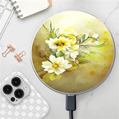 Watercolor Yellow And-white Flower Background Wireless Fast Charger(white) by artworkshop